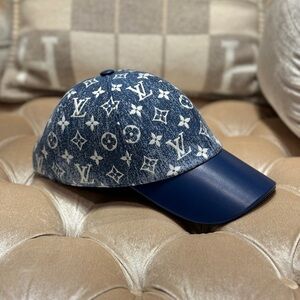Louis Vuitton LV Monogram Denim and Leather Cap size L